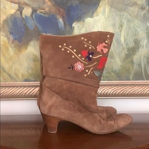 Vintage Andrea Pfister Paris suede and embroidery